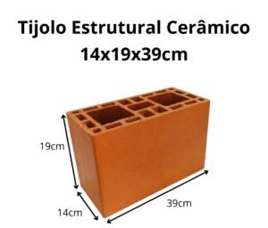 Bloco Cerâmico Estrutural 14x19x39cm Unidade