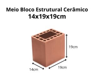 Meio Bloco Cerâmico Estrutural 14x19x19cm Unidade